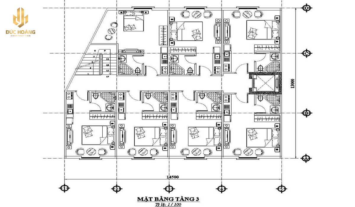 Chi phí thiết kế tính theo diện tích khi xây nhà nghỉ 10 tầng